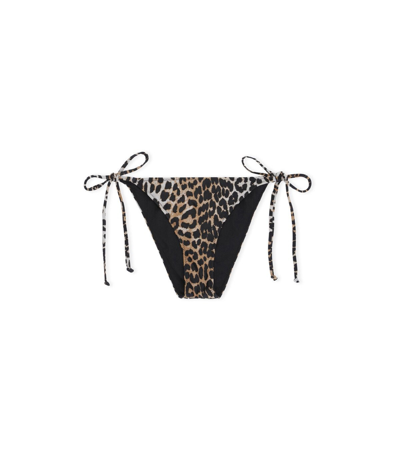 Ganni Leopard-print Bikini Bottom In Brown