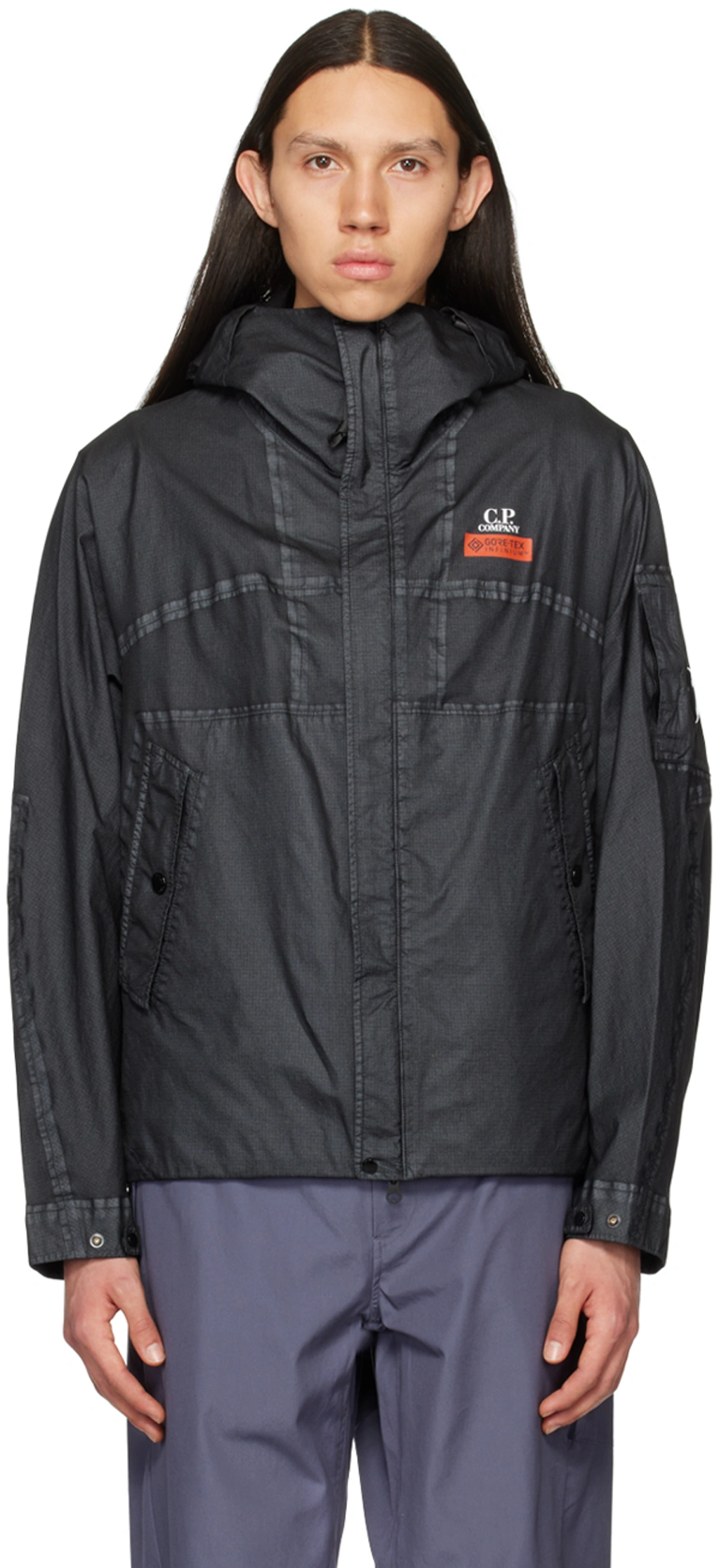 ジャケット・アウター C.P Company Gray Washed Hooded Coat C.p. Company Zip-through Washed Hooded Coat In Grey | ModeSens