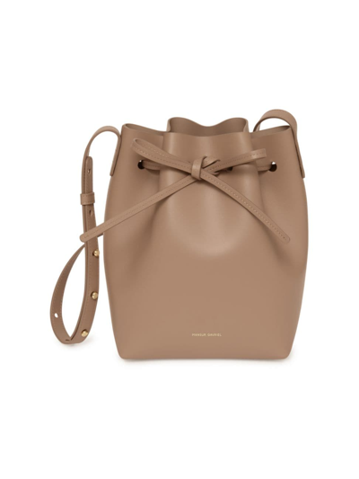 Mansur Gavriel Mini Leather Bucket Bag In Biscotto