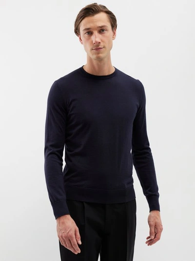 Zegna Cashmere And Silk Sweater In Blue