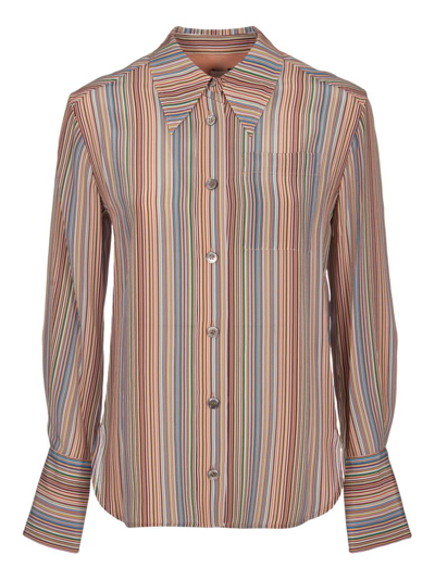 Paul Smith Striped Button-up Silk Shirt In Multi-colored