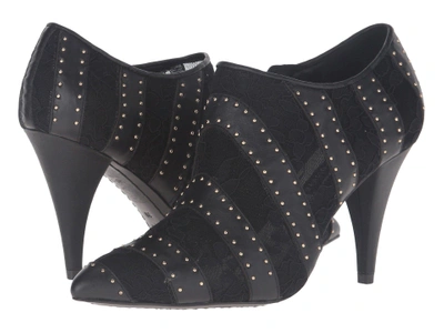 Alice And Olivia Calissa Studded Leather And Lace Ankle Boots In Black