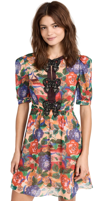 Saloni Jamie Floral Silk Mini Dress In Dianthusbow