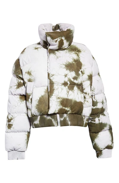 Off-white Arrow Tie Dye Down Leather Puffer Jacket In Military Lilac