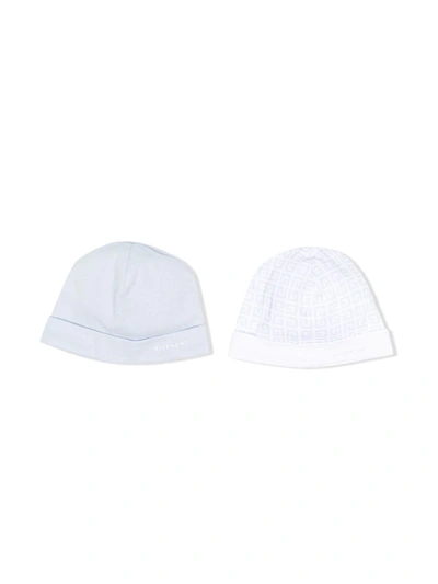 Givenchy Babies' Cotton Turn-up Brim Hat Set In Blue