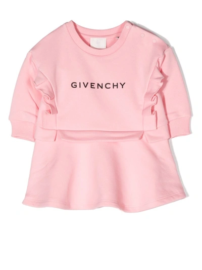 Givenchy Kids Cotton-blend Logo Dress (6-36 Months) In Rosa