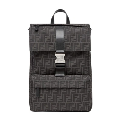 Fendi Single-buckle Fastened Medium Backpack In Grey