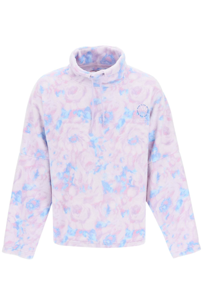 Martine Rose Floral Print High Collar Fleece Jacket In Purple,pink,light Blue
