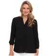 Nydj Solid Blouse W/ Pleated Back In Black