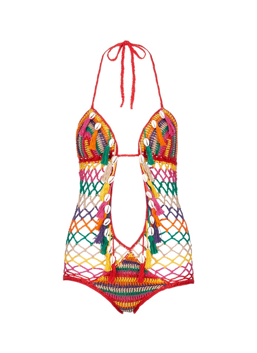 Anna Kosturova 'aztec' Seashell Stripe Crochet Monokini Swimsuit In ...