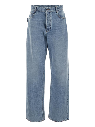 Bottega Veneta Wide-leg Denim Jeans With Belt In Blue