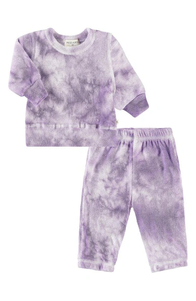 Paigelauren Babies' Tie Dye French Terry Sweatshirt & Pants Set In Marble Purple