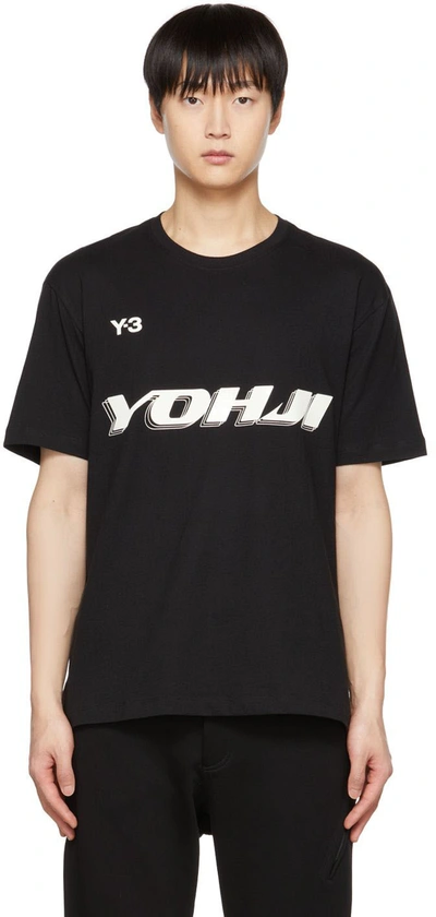 Y-3 Black Crew Neck T-shirt With Print In Nero