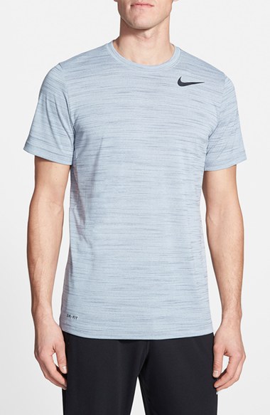 Nike Dri-fit Touch Heathered Short Sleeve T-shirt In Wolf Grey/ Cool ...