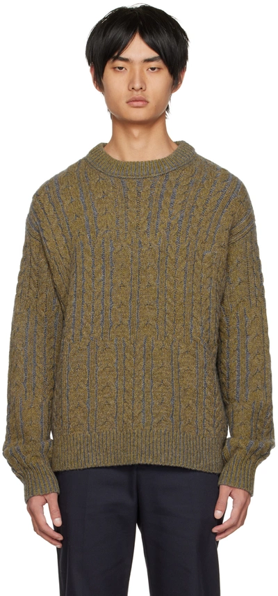 Acne Studios Men's Kaphael Crewneck Cable-knit Wool Sweater In Green