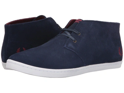Fred Perry Byron Mid Suede In Carbon Blue/maroon | ModeSens