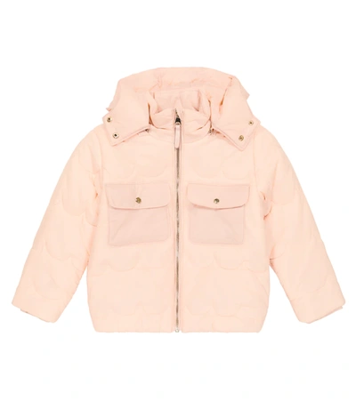 Chloé Kids' Scalloped Padded Puffer Coat In Pink