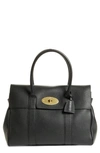 Mulberry Bayswater Pebbled Leather Satchel In Black/ Brass
