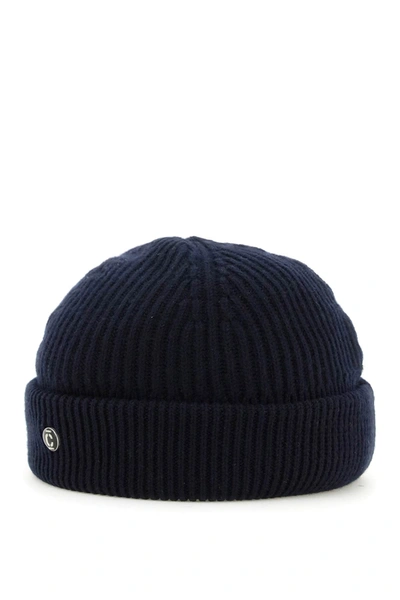 Closed Wool Cotton Knit Sailor Beanie In Blue