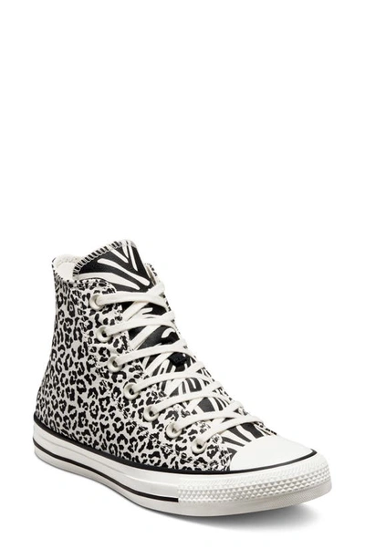Converse Chuck Taylor All Star High "leopard" Sneakers In Egret & Black