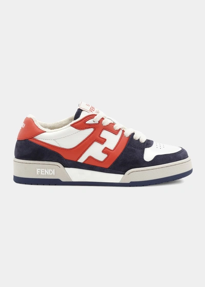 Fendi Match Panelled Suede Low-top Sneakers In Red/blue