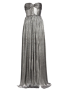Bronx And Banco Florence Strapless Shimmer Gown In Silver