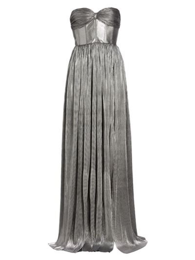 Bronx And Banco Florence Strapless Shimmer Gown In Silver