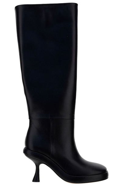 Wandler Black June 75 Leather Knee-high Boots In 3200 - Black