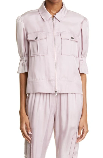 Cinq À Sept Holly Short-sleeve Sateen Jacket In Pink Sand