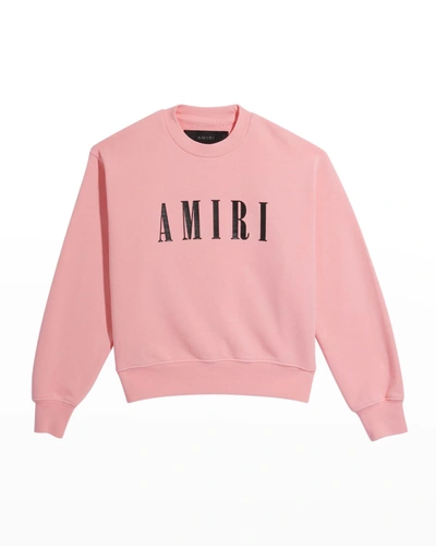 Amiri Kid's Logo-print Crewneck Sweatshirt In Pink