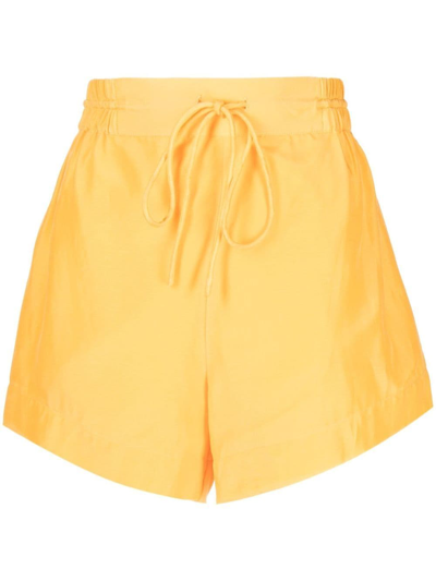 Bird & Knoll Sadie Yellow Cotton-blend Shorts In Orange