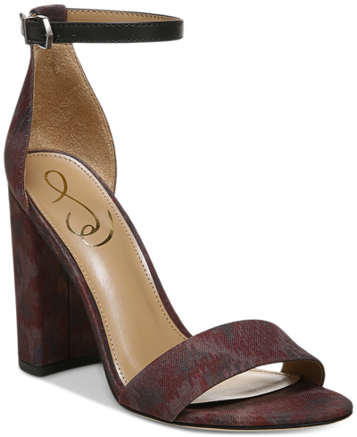 Sam Edelman Women's Yaro Almond Toe Gold High Heel Sandals In Brick Multi Fabric