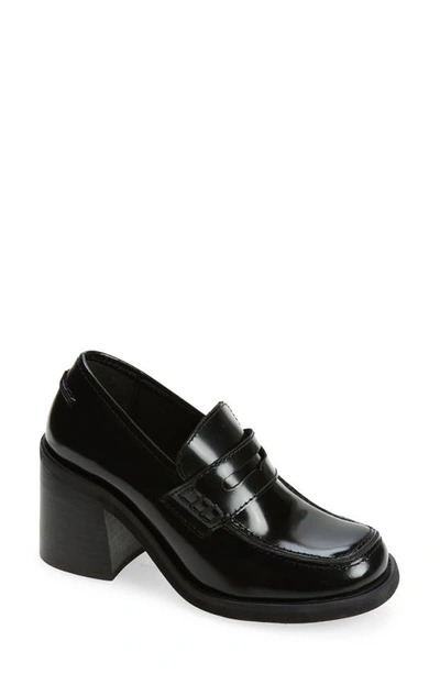 Steve Madden Kimberley Heeled Chunky Loafers In Black Patent