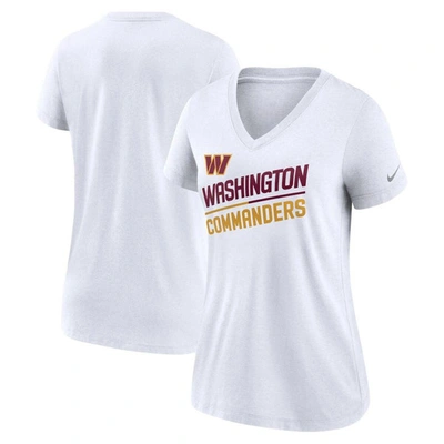 Nike Women's Slant Team (nfl Washington Commanders) Mid V-neck T-shirt In White