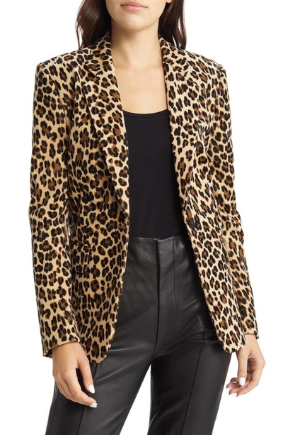 Frame Classic Leopard Velvet Blazer In Brown