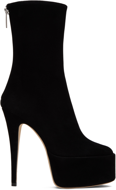 Paris Texas Ivana Leather Stiletto Platform Boots In Black