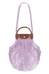Longchamp Le Pliage Filet Mesh-knit Bag In Lilac