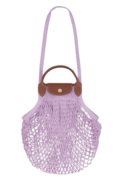 Longchamp Le Pliage Filet Mesh-knit Bag In Lilac