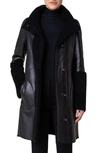 Akris Punto Genuine Shearling Coat In Black
