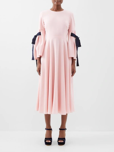 Roksanda Bow Sleeve Midi Dress In Pale Pink