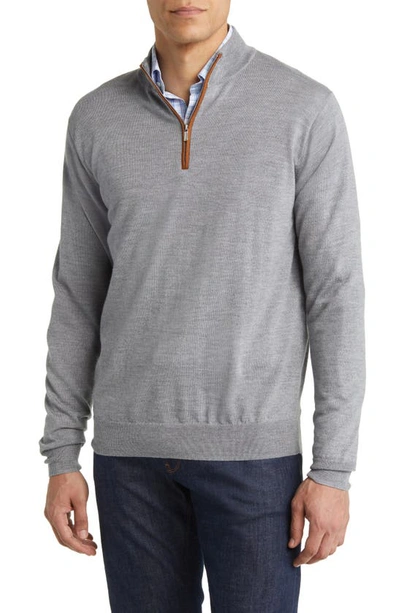 Peter Millar Autumn Crest Wool Blend Quarter Zip Pullover In British Grey