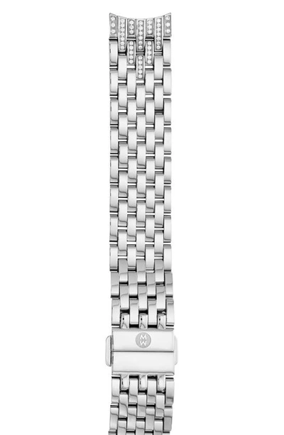 Michele Sidney Diamond 18mm Bracelet Watch Band In Silver