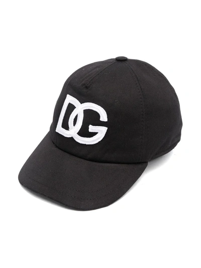 Dolce & Gabbana Embroidered-logo Touch-strap Cap In Black