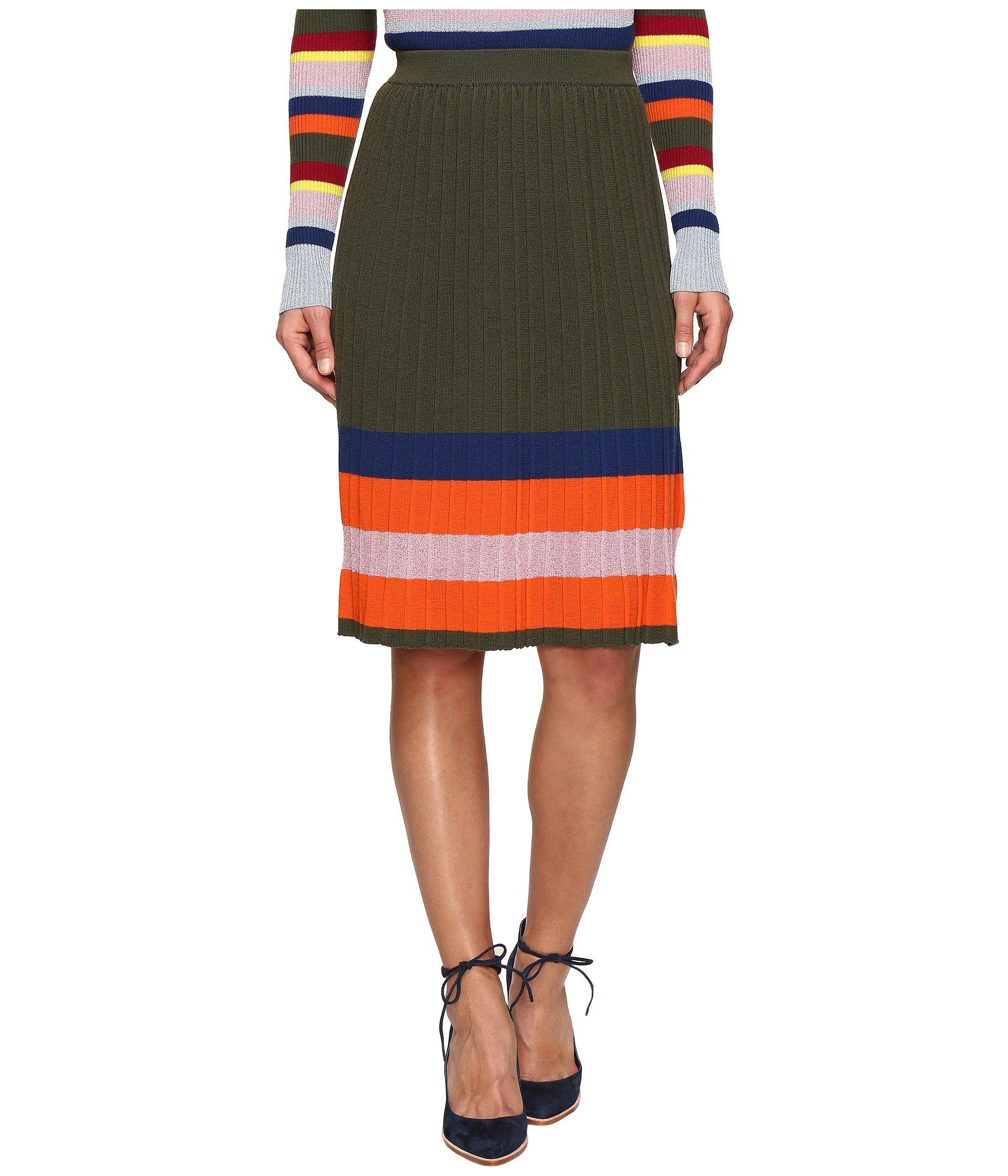 House Of Holland Knitted Merino Pleated Skirt, Khaki | ModeSens
