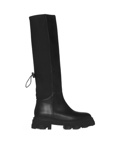 Gia Borghini Gia 12 Black Leather And Neoprene High Boots