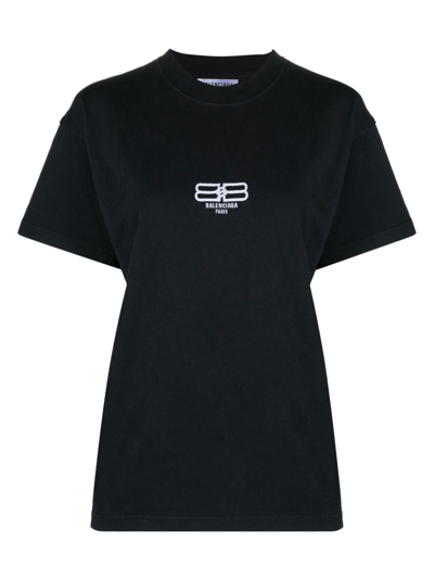 Balenciaga Medium Fit Cotton T-shirt In Black
