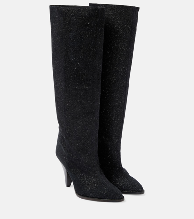 Isabel Marant Riria Suede Knee-high Boots In Green