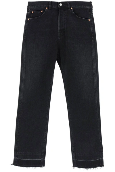 Valentino Button Detailed Straight Leg Jeans In Black