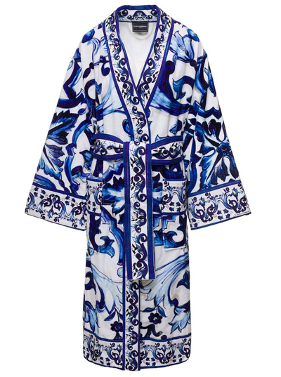 Dolce & Gabbana Terry Cotton Bath Robe In Multicolor