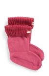 Hunter Original Short Cable Knit Cuff Welly Boot Socks In Dark Ion Pink